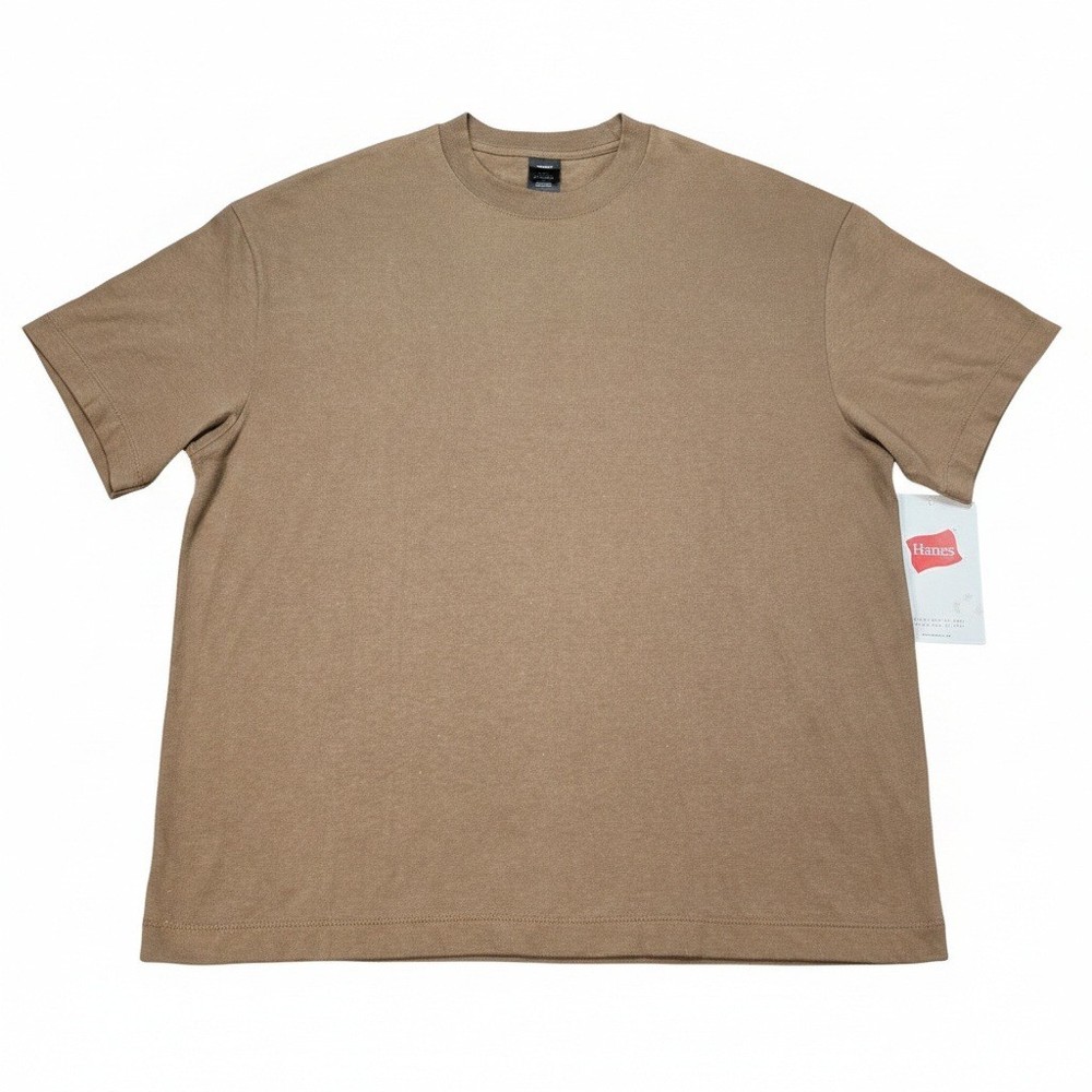 Men’s Medium Hanes Beefy- Army Brown 7oz 100% Ring Spun Cotton Heavy T-Shirt