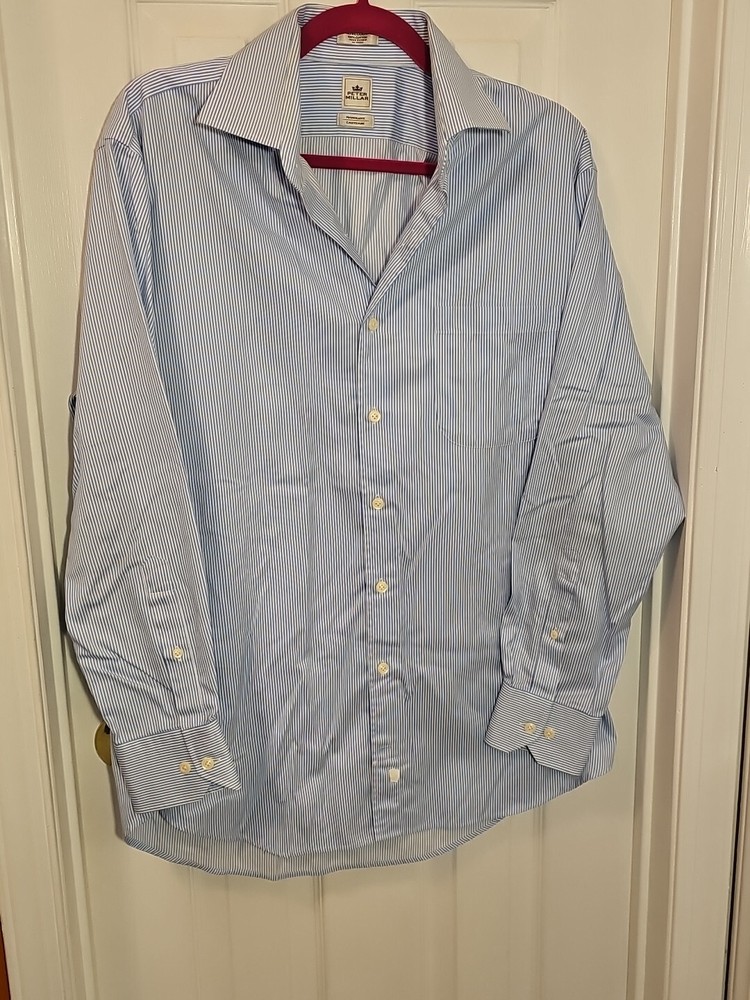 Peter Millar 16R Nanoluxe Easy Care Long Sleeve Dress Shirt Spread Collar Pencil