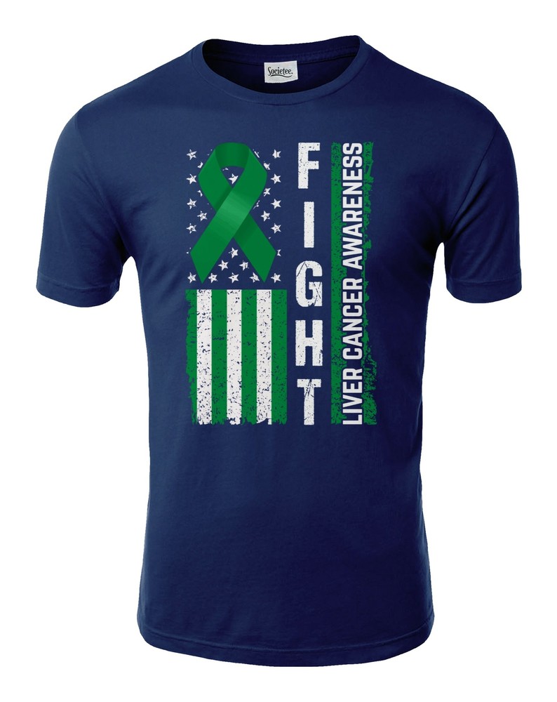 Fight Disease Liver Cancer Awareness USA Flag Ribbon Unisex Tee Tshirt