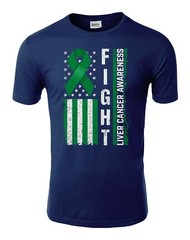 Fight Disease Liver Cancer Awareness USA Flag Ribbon Unisex Tee Tshirt