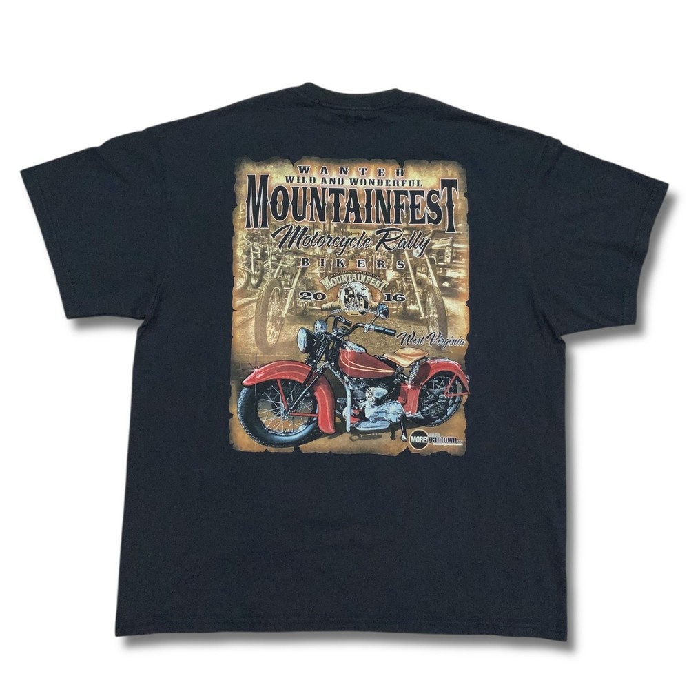Motorcycle Biker T-Shirt Men’s 2XL Black Mountainfest 2016 Bikers Rally Outlaw