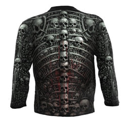 🔥Gothic DEATH RIBS Skull Ribcage Horror Long Sleeve Shirt Black Medium New🔥