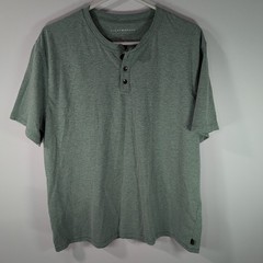 Lucky Brand Los Angeles XL T Shirt Henley Men V Neck Short Sleeve Green