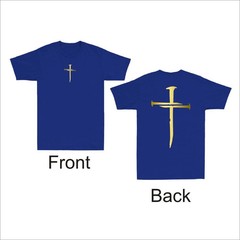 2 Sided Christian Religious Jesus Three Nails Cross Print Men’s T-Shirt S24