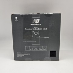 NEW BALANCE 5 Pack Men’s M L Logo Cotton Ribbed Tank Tops White Black Gray