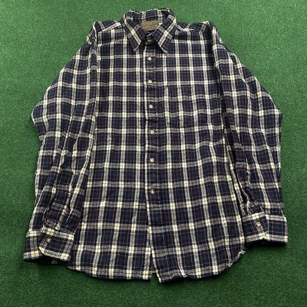Vintage Pendleton Shirt Mens XL Blue 80S 90S Wool Plaid Sir Flannel USA MADE