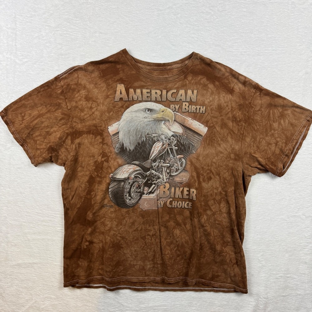 2015 Mountain Jo American by Birth Biker by Choice T-Shirt 2XL Brown Tie Dye