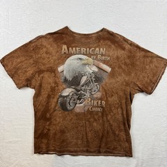 2015 Mountain Jo American by Birth Biker by Choice T-Shirt 2XL Brown Tie Dye