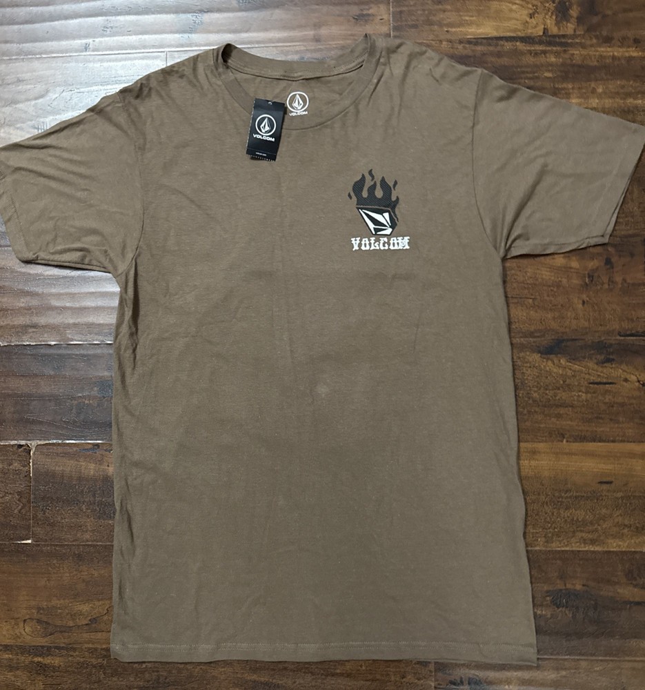 NWT Volcom Dooms Day Rose Short Sleeve T-Shirt Brown Men’s Size Medium. C2