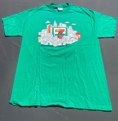MENS VINTAGE GREEN NOVELTY 7-11 SHIFT TEE ST089