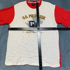 U.S. Polo Assn. T Shirt Mens Large White Red Cotton Crew Neck Graphic Print Tee