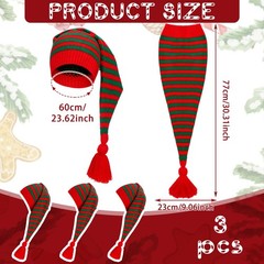 3 Pcs Christmas Knitted Santa Hats Elf Hat Crochet Christmas Beanie Xmas Part…