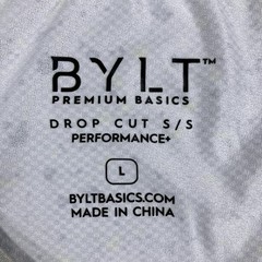 BYLT Shirt Mens Large Short Sleeve Drop Cut Performance Crew Neck T