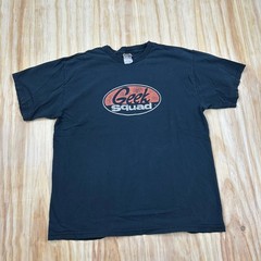 Y2K Geek Squad Thrashed Faded Mens XL Employee Black T Shirt Vtg IT Tech