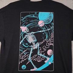 Skater Skeleton Mens XL Black Casual Streetwear Surfer Horror Space NWT