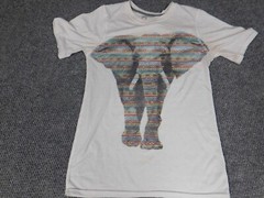 Russell Mens Shirt Small White elephant stretch graphic