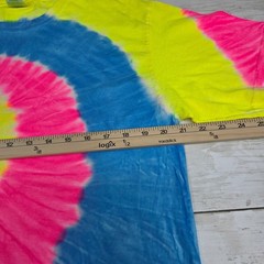 Port & Company T-Shirt Mens Large Multi-Color Tie-Dye Spiral Neon Retro Tee