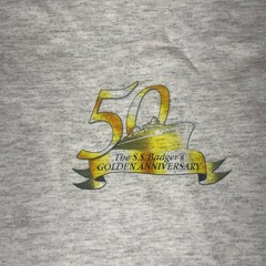 Gildan T Shirt Mens XL Gray SS Badger Lake Michigan Carferry Ship Deadstock 90s