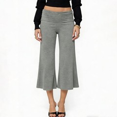 Gaucho Pants for Women Fold Over Flowy Low Rise Wide Leg Capri Pants Casual S…