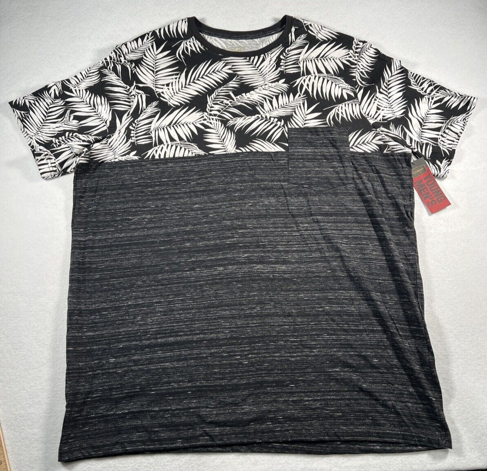 The Foundry Black and White Leaf design t-Shirt size 2XLT new with tags