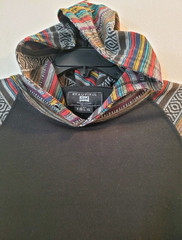 Beautiful Giant Men’s Short Sleeve Hoodie Black with Aztec Design Size Medium