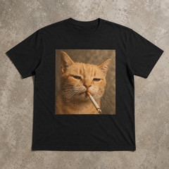 Funny Smoking Cat Meme T-Shirt – Featuring a Smoking Tabby Cat Design