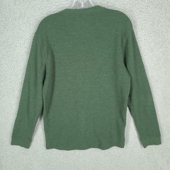 Eddie Bauer Thermal Henley Shirt Mens Medium Green Long Sleeve