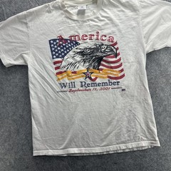 Vintage America Will Remember Shirt Mens Large 9/11 Patriotic Bald Eagle 2000s