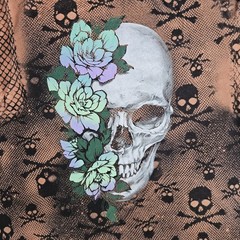 DOM It’s All About The Art Adult Unisex L T-Shirt Skull With Flowers Black