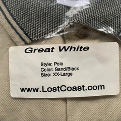 New Lost Coast Brewery Great White Beer Polo Shirt Salesman 1990s y2k Beige Tan