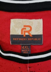 Refinery Republic Mens 4XL Shirt Red Luxury Embroidered Ink Blotch Graphic New 