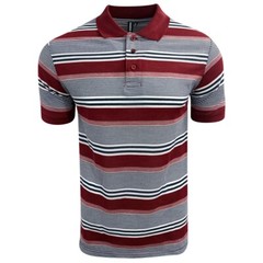 Men’s Short Sleeve Polo T-Shirt Stripe Pique Casual Regular fit Fashion Work Top