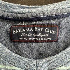 Bahama Bay Club Men’s M Short Sleeve V-Neck Striped Cotton Blue T-Shirt Resort