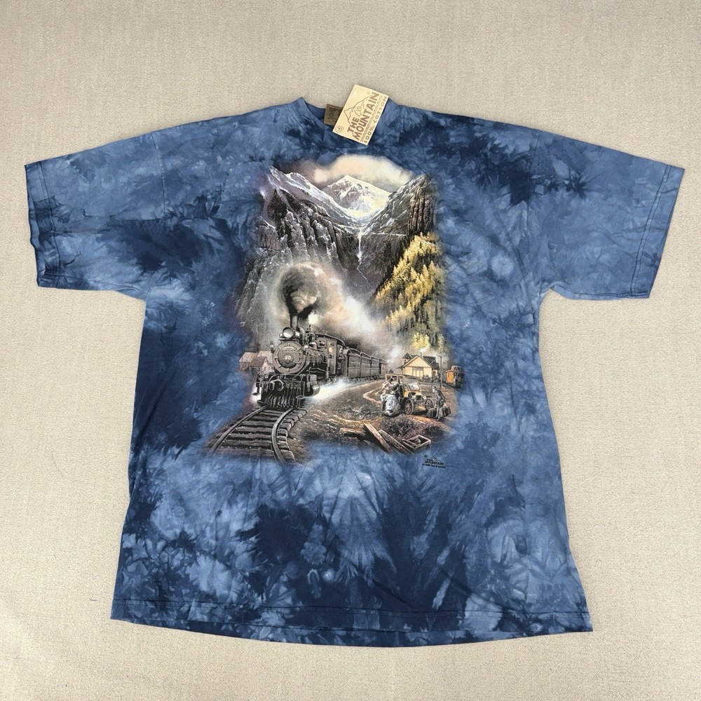 90’s The Mountain Shirt Men XXL Train Engine Ted Blaylock Tie Dye Locomotive