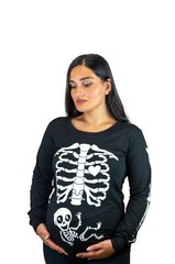 Halloween glow in the dark Long Sleeve Maternity shirt Skeleton X-ray reveal top