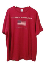 Delta Preshrunk T-Shirt Mens XL Red Short Sleeve Graphic Flag Cotton Crew Neck