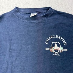 Vintage Cal Cru Charleston South Carolina Ribbed T-Shirt Navy Blue Mens Medium