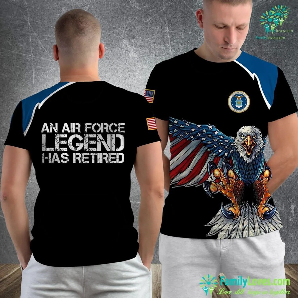 Custom Name Air Force Legend Has Retired Funny Retirement Gift 3D T-shirt