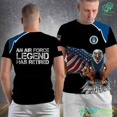 Custom Name Air Force Legend Has Retired Funny Retirement Gift 3D T-shirt