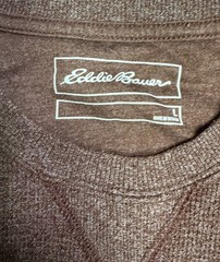 Eddie Bauer Thermal Shirt Mens L Brown Waffle Knit Crew Neck Pullover Outdoors