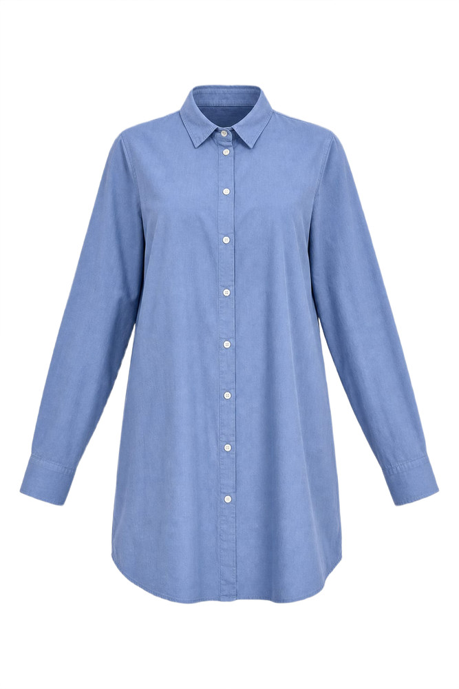 Vintage Men’s Blue Cotton Long-Sleeve Shirt, Size Medium