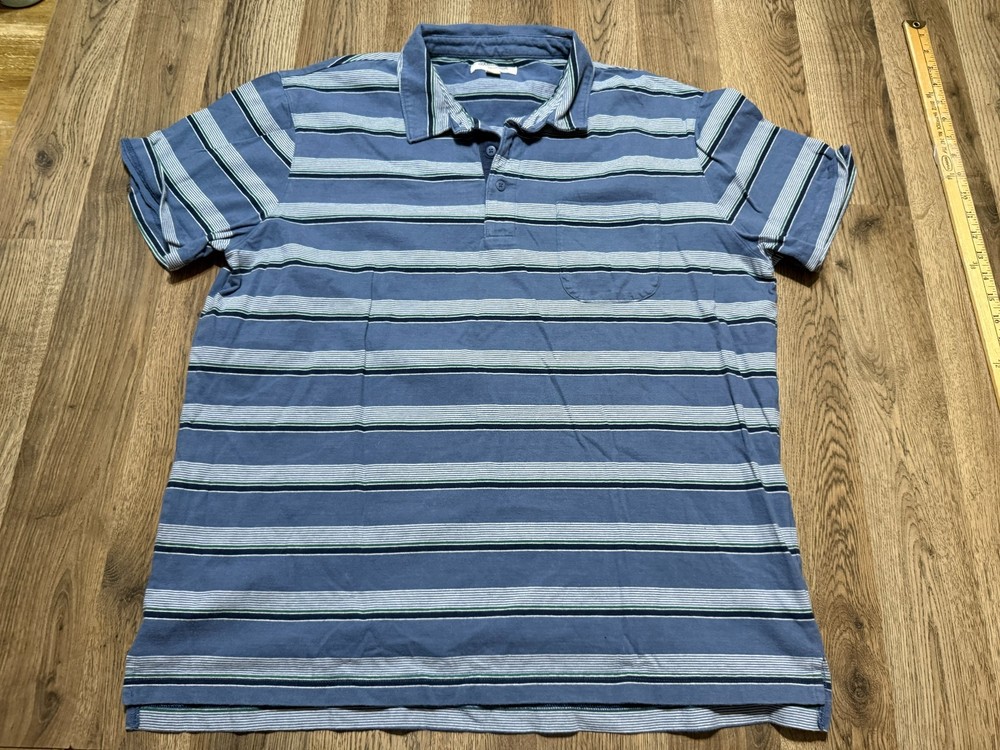 Goodthreads Shirt Men’s XXL Blue Grey Green Black Striped 1/4 Button Collared