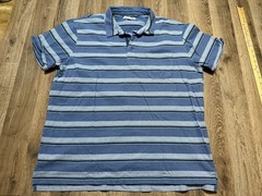 Goodthreads Shirt Men’s XXL Blue Grey Green Black Striped 1/4 Button Collared
