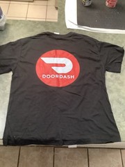 DoorDash Men’s XL Cotton Black Short Sleeve Crew Neck Red/White Logo T-Shirt