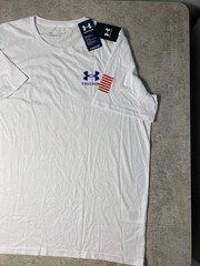 Under Armour Freedom Men’s 2XL White USA Flag Graphic T-Shirt NWT Short Sleeve
