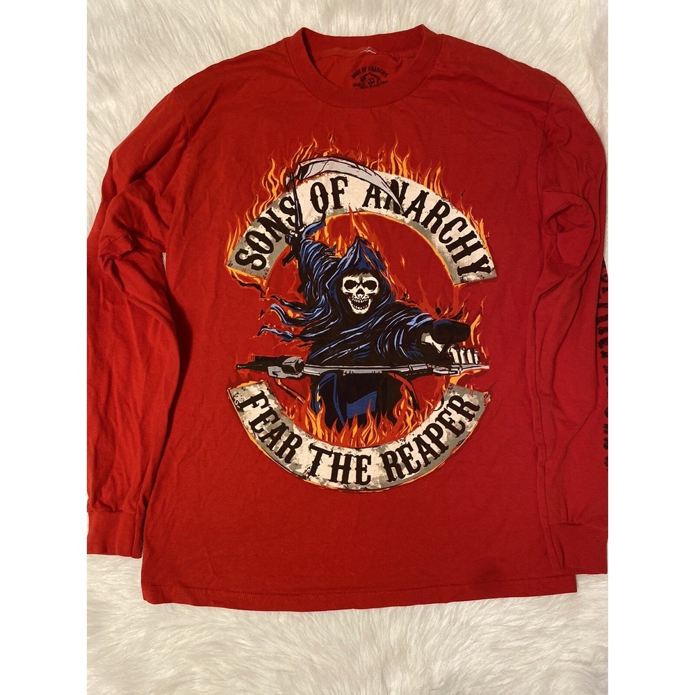 Sons Of Anarchy Long Sleeve T-Shirt Men’s Size Medium Red Fear The Reaper Tee