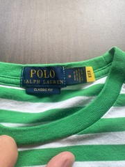 Polo Ralph Lauren Classic Fit Green White Striped Tee Shirt Medium Mens Preppy