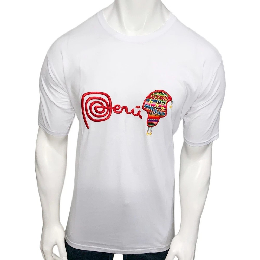 NWT PERU CHULLO LLAMA PERUVIAN PATRIOTIC EMBROIDERY MEN’S SHORT SLEEVE T-SHIRT M
