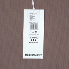 Kenneth Cole Tech Raglan Active Tee Shirt Sz. M Rose Taupe Stretch Curved Hem