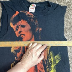 David Bowie Ziggy Stardust Black Graphic Muscle Tee Shirt Cut Off Sleeves Small